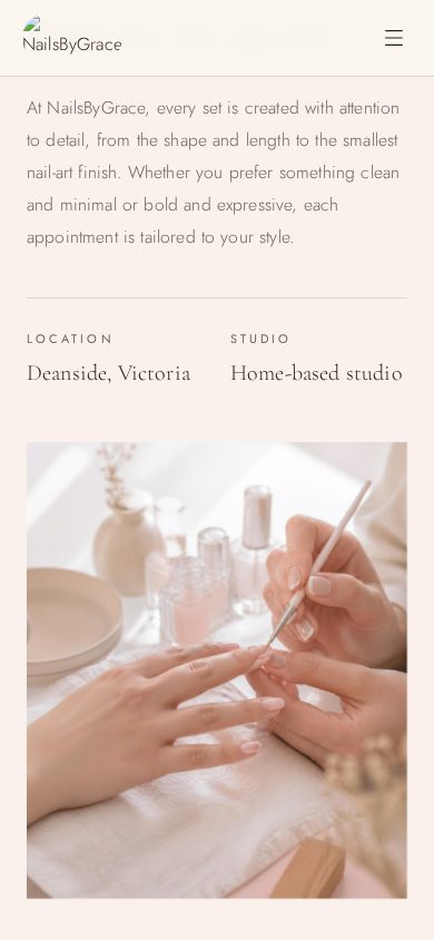 NailsByGrace services on a mobile device